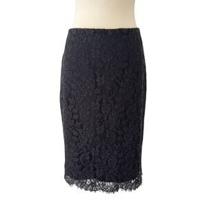 Lauren Ralph Lauren Floral Lace Pencil Skirt Knee-Length Black 8